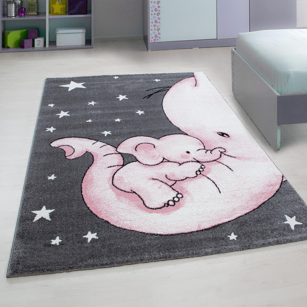 Kids Elefant Kinderteppich Teppich 560 2pink in 5 Größen