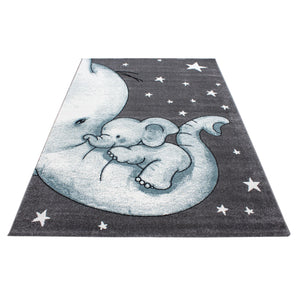 Kids Elefant Kinderteppich Teppich 0560 1blau in 5 Größen