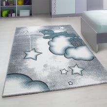 Laden Sie das Bild in den Galerie-Viewer, Kids Teddybär Kinderteppich Teppich 580 1blau in 5 Größen