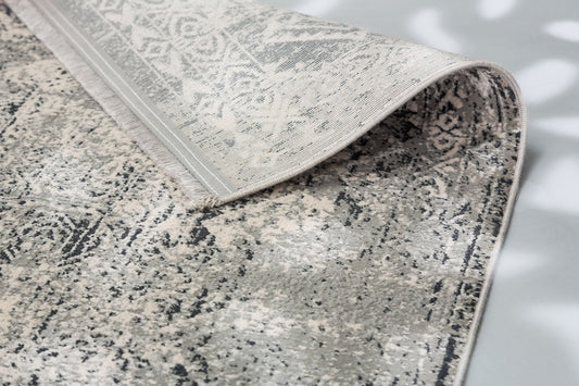 Positano - 203 004 - Bordüre grau/creme -  schick gemusterter Kurzflor-Teppich, 4 Designs,  4 Größen