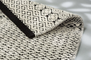 Morrelino Rauten schwarz/weiß - 6431-201 044 – handgewebt, kurzflor  - ein Markenteppich von Astra – Wolle-Mix - 4 Standargrößen