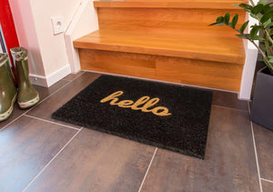 Coco Glitter Kokosmatte Fußmatte 9128 08 Hello schwarz 40 x 60 cm