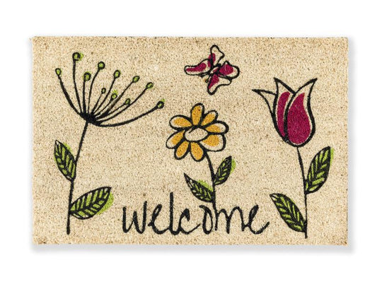 Coco Style Kokosmatte Türmatte Fußmatte 9126 904 Blumen    40 x 60 cm