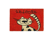 Load image into Gallery viewer, Coco Style Kokosmatte Türmatte Fußmatte 9126 06 Welcome Katze  40 x 60 cm