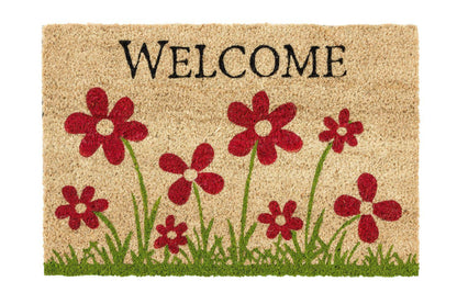 Coco Style Kokosmatte Türmatte Fußmatte 9126 14 Welcome Blumenwiese  40 x 60 cm