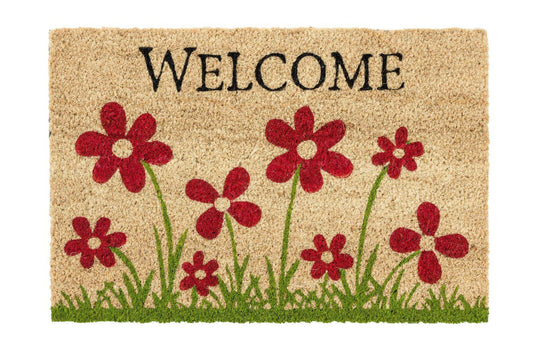 Coco Style Kokosmatte Türmatte Fußmatte 9126 14 Welcome Blumenwiese  40 x 60 cm