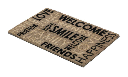 Coco Style Kokosmatte Türmatte Fußmatte 9126 16 Schriftzüge grau  40 x 60 cm