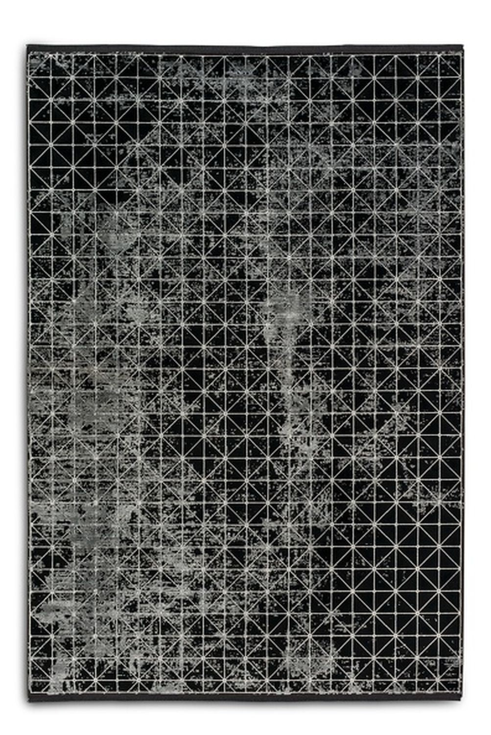 Grandezza - Karo anthrazit - 201 040 -  schick gemusterter Kurzflor-Teppich, 7 Designs,  6 Größen